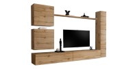 Ensemble meuble salon mural SWITCH VIII design, coloris chêne Wotan.