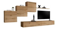 Ensemble meuble salon mural SWITCH X design, coloris chêne Wotan.