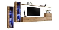 Ensemble meuble salon mural SWITCH XI design, coloris chêne Wotan.