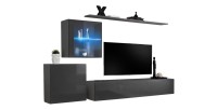 Wohnzimmer-Wandmöbelset SWITCH XV im Design, glänzendes Grau.