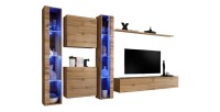 Ensemble meuble salon mural SWITCH XVI design, coloris chêne Wotan.