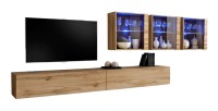 Ensemble meuble salon mural SWITCH XVII design, coloris chêne Wotan.