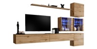 Ensemble meubles salon SWITCH XIX design, coloris chêne Wotan.