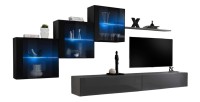 Ensemble meubles de salon SWITCH XX design, coloris gris et noir brillant.