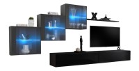 Ensemble meubles de salon SWITCH XX design, coloris noir et gris brillant.