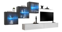 Ensemble meubles de salon SWITCH XX design, coloris blanc et gris brillant.