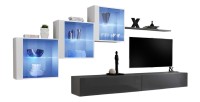 Ensemble meubles de salon SWITCH XX design, coloris gris et blanc brillant.