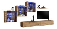 Ensemble meubles de salon SWITCH XX design, coloris chêne Wotan.