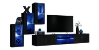 Set woonkamermeubels SWITCH XXII – LED – Hoogglans Zwart – Hangend design