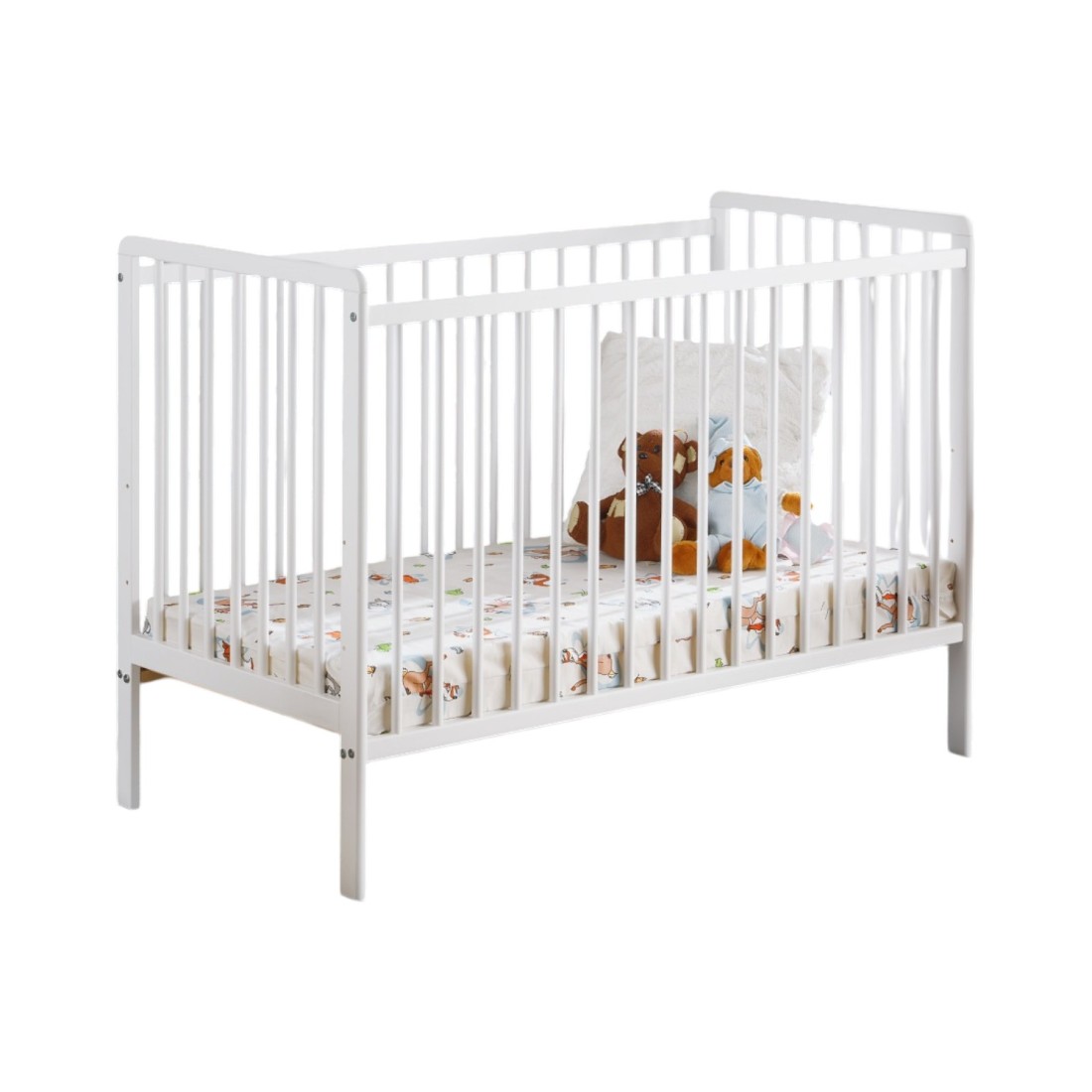 Lit et matelas bébé évolutif collection LUTIN réglable en hauteur. Coloris blanc mat.