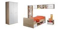 Chambre complète enfant, ado collection DENVER. Armoire, Lit, bibliothèque, chevet et étagère