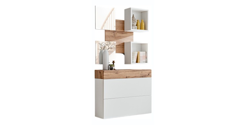 Meuble d'entrée - TORTH 5 - Coloris chêne et blanc
