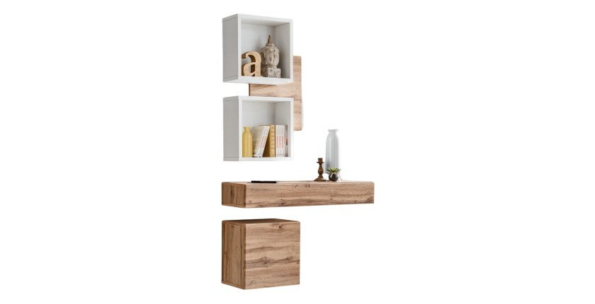 Eingangsmöbel TORTH 3 - Komplettset - Farbe Eiche und Weiß - Modernes und funktionales Design