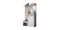 Meuble d'entrée - ONYX 2 - Coloris chêne et blanc