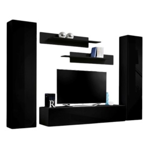 TV-Möbel FLY A1 Design, glänzend schwarz. Modernes und trendiges Hängemöbel für Ihr Wohnzimmer.