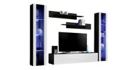 TV-Möbel FLY A2 Design, glänzend schwarz und weiß + LED. Modernes und trendiges Hängemöbel für Ihr Wohnzimmer.