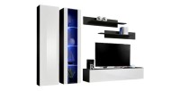 TV-Möbel FLY A4 in Schwarz und Weiß Hochglanz mit LED, hängend, modernes Design für Wohnzimmer