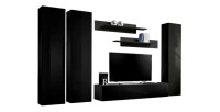 Meuble TV FLY design, coloris noir brillant. Meuble suspendu.