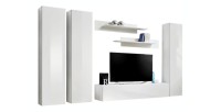 TV-Möbel FLY C1 Design, in glänzendem Weiß. Modernes und trendiges Hängemöbel für Ihr Wohnzimmer.