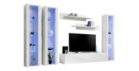 Meuble TV FLY C2 design, coloris blanc brillant. Meuble suspendu moderne et tendance pour votre salon.