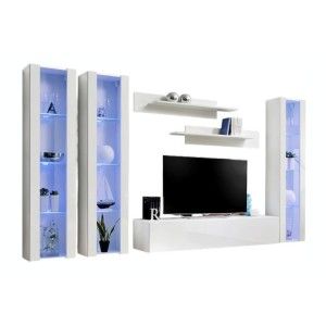 Meuble TV FLY C2 design, coloris blanc brillant. Meuble suspendu moderne et tendance pour votre salon.