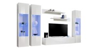 Meuble TV FLY C3 design, coloris blanc brillant. Meuble suspendu moderne et tendance pour votre salon.