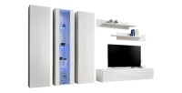 Meuble TV FLY C4 design, coloris blanc brillant. Meuble suspendu moderne et tendance pour votre salon.