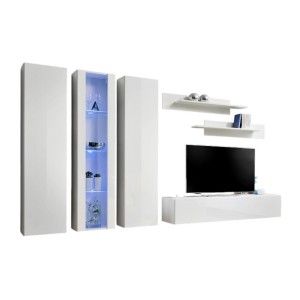 Meuble TV FLY C4 design, coloris blanc brillant. Meuble suspendu moderne et tendance pour votre salon.