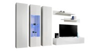 Meuble TV FLY C4 design, coloris blanc brillant. Meuble suspendu moderne et tendance pour votre salon.