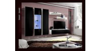 Meuble TV FLY C5 design, coloris blanc et noir brillant. Meuble suspendu moderne et tendance pour votre salon.