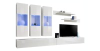 Meuble TV FLY E2 design, coloris blanc brillant. Meuble suspendu moderne et tendance pour votre salon.