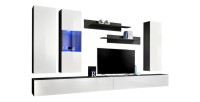 TV-Möbel FLY E5 Design, in glänzendem Schwarz und Weiß. Modernes und trendiges hängendes Möbelstück für Ihr Wohnzimmer.