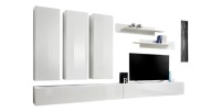 Meuble TV FLY E1 design, coloris blanc brillant. Meuble suspendu moderne et tendance pour votre salon.