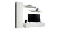 Meuble TV FLY G1 design, coloris blanc brillant. Meuble suspendu moderne et tendance pour votre salon.