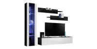 TV-Möbel FLY G2 Design, in glänzendem Schwarz und Weiß. Modernes und trendiges hängendes Möbelstück für Ihr Wohnzimmer.