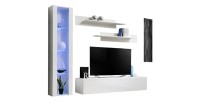 Meuble TV FLY G2 design, coloris blanc brillant. Meuble suspendu moderne et tendance pour votre salon.