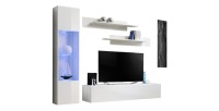 Meuble TV FLY G3 design, coloris blanc brillant. Meuble suspendu moderne et tendance pour votre salon.