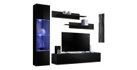 Meuble TV FLY G3 design, coloris noir brillant. Meuble suspendu moderne et tendance pour votre salon.