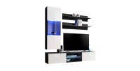 Ensemble Meuble TV FLY S3 avec LED. Coloris noir. Meuble suspendu design pour votre salon.