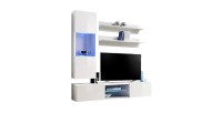 Ensemble Meuble TV FLY S3 avec LED. Coloris blanc. Meuble suspendu design pour votre salon.