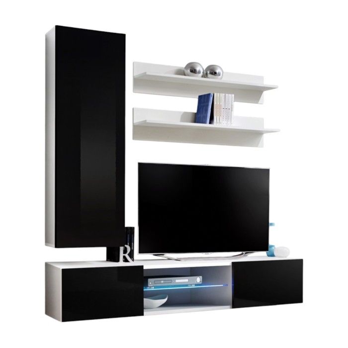 Set Mobile TV FLY S1 – Bianco e Nero – LED integrato – Mobile sospeso design