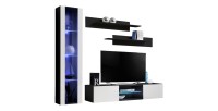 Ensemble Meuble TV FLY R2 avec LED. Coloris noir et blanc. Meuble suspendu design pour votre salon.