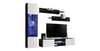 Ensemble Meuble TV FLY R3 avec LED. Coloris noir et blanc. Meuble suspendu design pour votre salon.