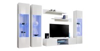 Ensemble Meuble TV FLY P3 avec LED. Coloris blanc. Meubles suspendus design pour votre salon.