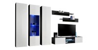 Ensemble Meuble TV FLY P5 avec LED. Coloris noir et blanc. Meubles suspendus design pour votre salon.
