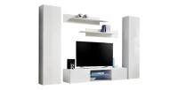 Ensemble Meuble TV FLY O1 avec LED. Coloris blanc. Meuble suspendu design pour votre salon.