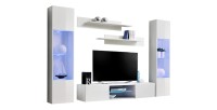 Ensemble Meuble TV FLY O3 avec LED. Coloris blanc. Meuble suspendu design pour votre salon.