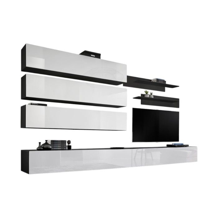 Ensemble de meubles suspendus collection FLY J1 . Coloris noir et blanc.