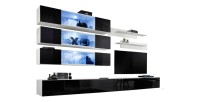 Ensemble de meubles suspendus avec LEDS collection FLY J3. Coloris blanc et noir.