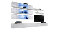 Ensemble de meubles suspendus avec LEDS collection FLY J3. Coloris blanc.